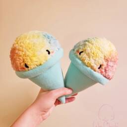 Snow Cone Novelty Plush, Icy Cone, Plush, Ice, Blue, Rainbow, Pink, Yellow, Pillow - thumbnail 3