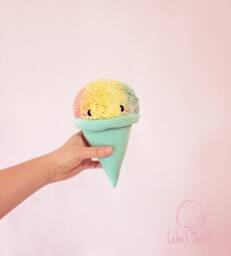 Snow Cone Novelty Plush, Icy Cone, Plush, Ice, Blue, Rainbow, Pink, Yellow, Pillow - thumbnail 1