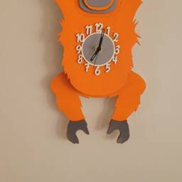 Orangutan , Orange, Wooden, Personalised, Pendulum Wall Clock - thumbnail 4