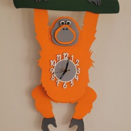 Orangutan , Orange, Wooden, Personalised, Pendulum Wall Clock - thumbnail 3