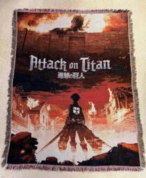 Attack On Titan Woven Blanket - Colossal Wall Art, 100% Cotton Tapestry - thumbnail 1