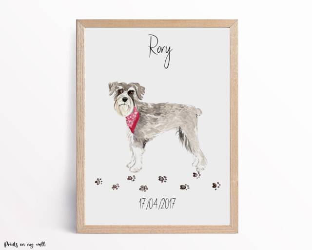 Personalized Schnauzer Print, Dog Lover Wall Art, Home Decor - image 1