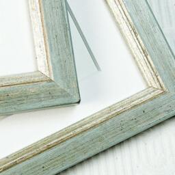 Hinged Double 4x4 Inch Pale Grey-Green & Silver Frame Desktop/Bureau Photo For Family Photos, Birthday, Anniversary, Wedding Gifts - thumbnail 2