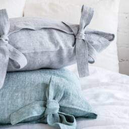 Linen Pillow Covers Set Of 2, Pillowcases With Ribbon Ties, Bed Cases, Pure Linen Sham Bow Custom - thumbnail 3