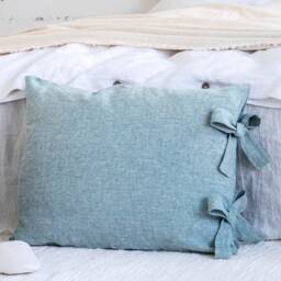 Linen Pillow Covers Set Of 2, Pillowcases With Ribbon Ties, Bed Cases, Pure Linen Sham Bow Custom - thumbnail 4