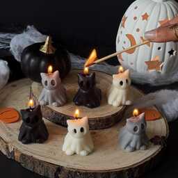 Set Of 3 Spooky Cat Soy Wax Candles Halloween Decor Handmade - thumbnail 3