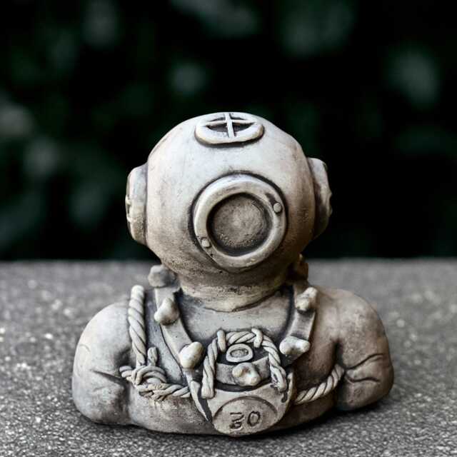 Stone Diving Helmet Statue Concrete Deep Sea Decoration Nautical Diver Sculpture Maritime Garden Ornament Steampunk Ocean Art Lover Gift - image 1