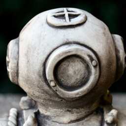 Stone Diving Helmet Statue Concrete Deep Sea Decoration Nautical Diver Sculpture Maritime Garden Ornament Steampunk Ocean Art Lover Gift - thumbnail 3
