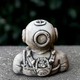 Stone Diving Helmet Statue Concrete Deep Sea Decoration Nautical Diver Sculpture Maritime Garden Ornament Steampunk Ocean Art Lover Gift - thumbnail 1