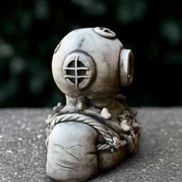 Stone Diving Helmet Statue Concrete Deep Sea Decoration Nautical Diver Sculpture Maritime Garden Ornament Steampunk Ocean Art Lover Gift - thumbnail 2