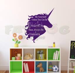Always Be Yourself Unless You Can Be A Unicorn Custom Vinyl Decal - Girls Room Decoration, Wall Decal, Art, Play - thumbnail 1