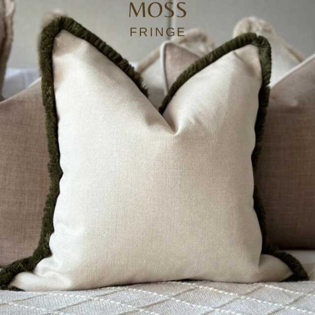 Natural Stone Fringed Cushion Cover Custom Size + Trim Colour - image 1