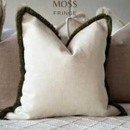 Natural Stone Fringed Cushion Cover Custom Size + Trim Colour - thumbnail 1