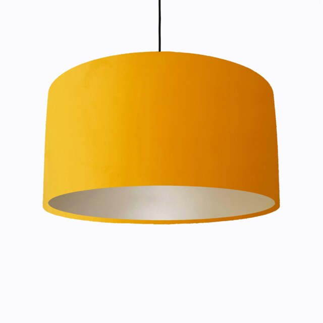 Sunflower Yellow Lampshade in Velvet With Champagne Lining, Large Plain Ceiling Lightshade - image 1