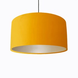 Sunflower Yellow Lampshade in Velvet With Champagne Lining, Large Plain Ceiling Lightshade - thumbnail 1