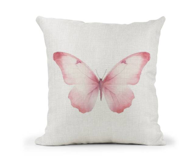 Quirky Cushion Coverwatercolour Blush Pink Butterflymade in England Linen Canvas - image 1