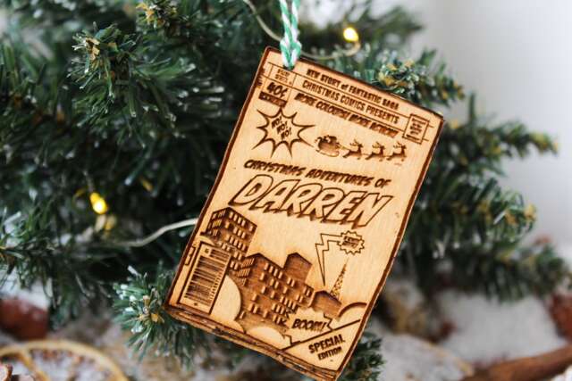 Personalised Comic Book Christmas Ornament Anime Cartoon Wood Custom Bauble Laser Engrave Rustic Wooden Name Decoration Irish - image 1