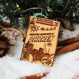 Personalised Comic Book Christmas Ornament Anime Cartoon Wood Custom Bauble Laser Engrave Rustic Wooden Name Decoration Irish - thumbnail 2