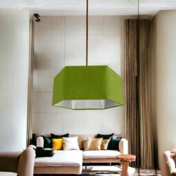New Luxury Premium Quality Lime Green Hexagon Velvet Lamp Shade Pendant Light With Metallic Lining - thumbnail 3