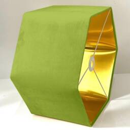 New Luxury Premium Quality Lime Green Hexagon Velvet Lamp Shade Pendant Light With Metallic Lining - thumbnail 2