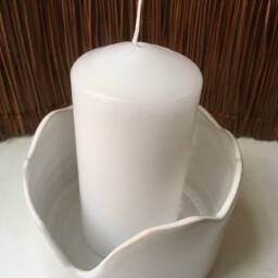 Handmade Stoneware Candle Holder, White Sands Ceramic Home Decor - thumbnail 2