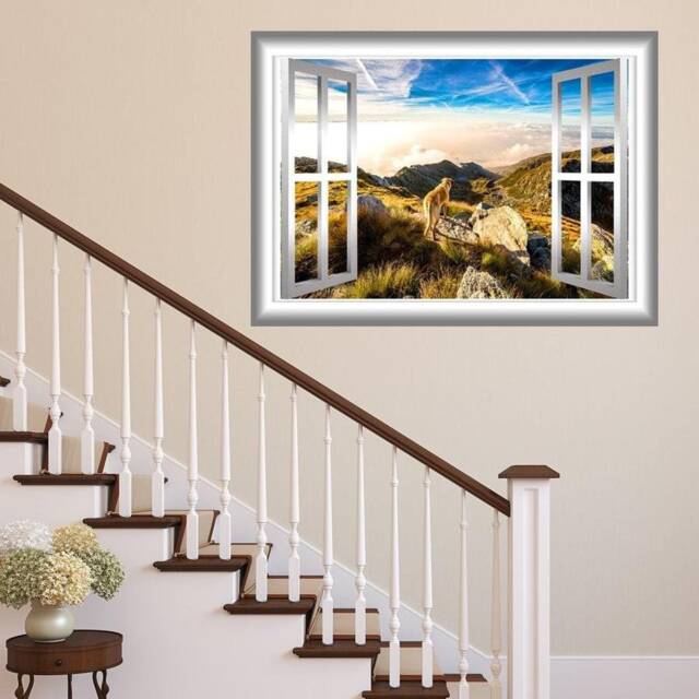 Scenic Landscape Wallpaper, Fake Window Decal, Wall Mural Art Mountain Room Decor - Vwaq Nw29 - image 1
