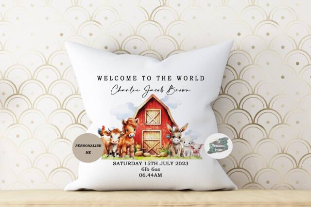 Personalised Farm Animals Kids Cushion - Nursery Decor - image 1