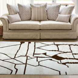 Brown & Ivory Moroccan Wool Rug, Handmade Berber Area Rug - thumbnail 4