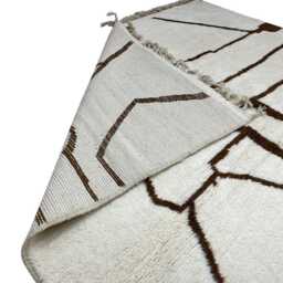 Brown & Ivory Moroccan Wool Rug, Handmade Berber Area Rug - thumbnail 3