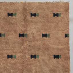 Handmade Moroccan Wool Rug - Brown Berber Area Bohemian Beni Ourain Style Carpet Minimalist Geometric Design - thumbnail 3