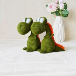 Personalized Crochet Dragon Plush Handmade Dinosaur Stuffed Animal - thumbnail 2