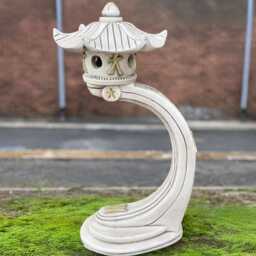 Chinese Pagoda Figurine Concrete Lantern Sculpture Oriental Temple Statue Zen Garden Ornament Handmade Lawn Decor Cement Art Gift - thumbnail 1
