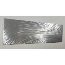 Modern Abstract Metal Wall Art, Silver Falls, Indoor Outdoor - thumbnail 1