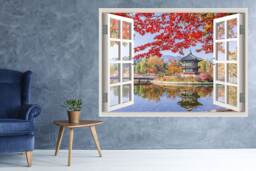 Seoul South Korea View Window 3D Wall Decal Art Removable Wallpaper Mural Sticker Vinyl Home Decor - thumbnail 1