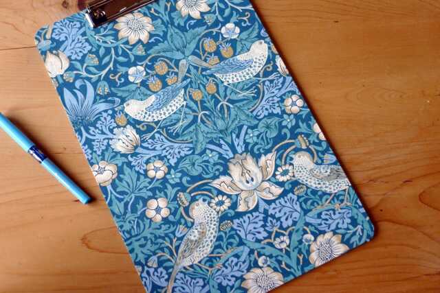 William Morris A4 Clip Board - Strawberry Thief Petite Teal, Handmade England - image 1