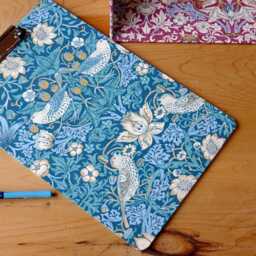 William Morris A4 Clip Board - Strawberry Thief Petite Teal, Handmade England - thumbnail 2