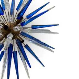 Mid-Century Modern Crystal Blue & White Acrylic Spikes - Wall Sconce Lamp Italian Light Fixture Chandelier Lightings - thumbnail 2