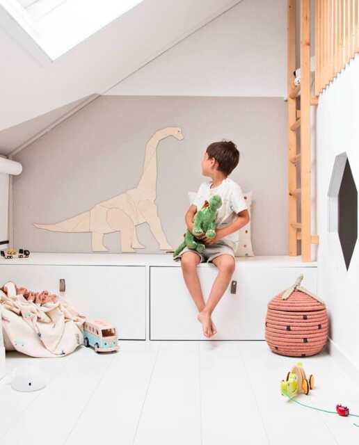Dino Wall Origami -Walldecor Dinosaur Diplodoc - Hanging Decor -Kids Room Kinderzimmer Dino Deko Holz Wand- Free Delivery - image 1