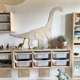 Dino Wall Origami -Walldecor Dinosaur Diplodoc - Hanging Decor -Kids Room Kinderzimmer Dino Deko Holz Wand- Free Delivery - thumbnail 2