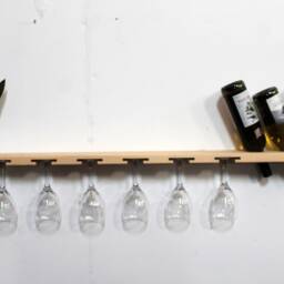 Wine Rack Wooden Wall Shelf With Glass & Bottle Storage - thumbnail 2