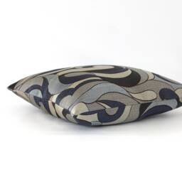 Blue & Brown Throw Pillow Cover 18x18 Abstract Swirl Upholstery Fabric Pillowcase - thumbnail 2