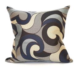 Blue & Brown Throw Pillow Cover 18x18 Abstract Swirl Upholstery Fabric Pillowcase - thumbnail 1
