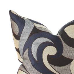 Blue & Brown Throw Pillow Cover 18x18 Abstract Swirl Upholstery Fabric Pillowcase - thumbnail 3