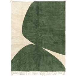 Modern Moroccan Rug - Olive Green & Creamy Handmade Wool Shag Area Rug, Beni Ourain Inspired Carpet - thumbnail 2