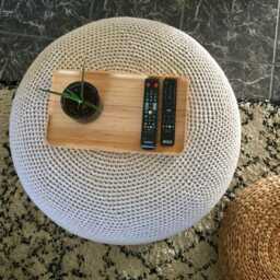 Extra Large Round Knitted Ottoman, Handmade Bean Bag Chair, Eco Cotton Floor Seating Pouf - thumbnail 4