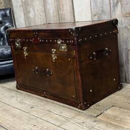 Handmade Leather Trunk - Chestnut Brown Storage Chest, Bespoke Draw - thumbnail 4