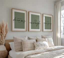 Sage Green Quote Prints Set Of 3 Positive Affirmations, Wall Art - thumbnail 1