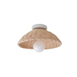 Rattan Sconce Minimal Wall Light Boho Flush Mount Lamp Bamboo Home Decor - thumbnail 3