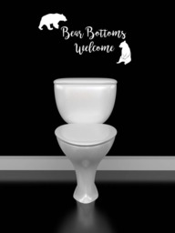 Bear Wall Art, Bottoms Welcome, Bathroom Door Sign, Rustic Cabin Decor, Lodge Decal, Funny Decoration - thumbnail 1