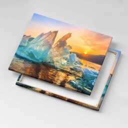 A Piece Of Ice At Sunrise Canvas, Wall Art Picture, Yellow Decoration, Travel Canvas - thumbnail 3